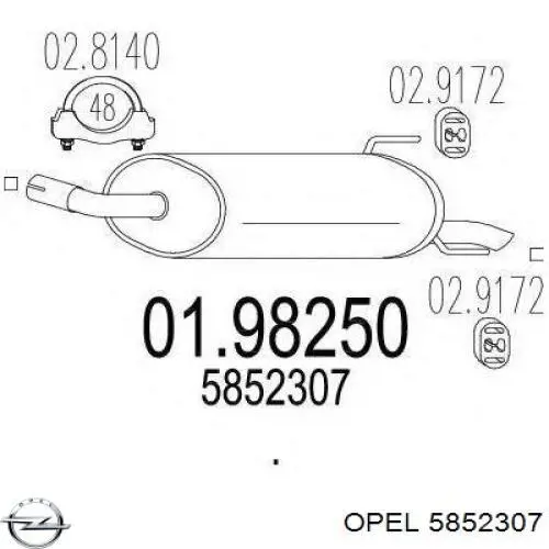 Tłumik, tylna część Opel 5852307 cena, od 47,08 USD