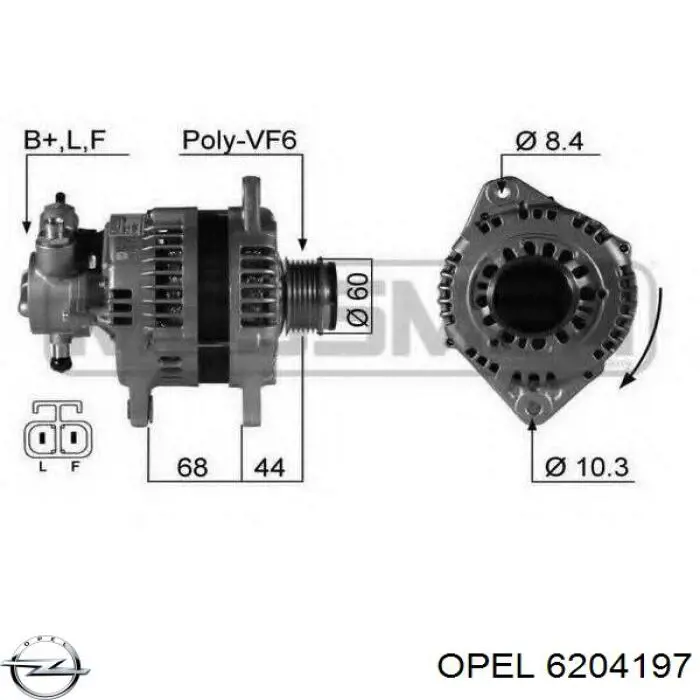 6204197 Opel alternator