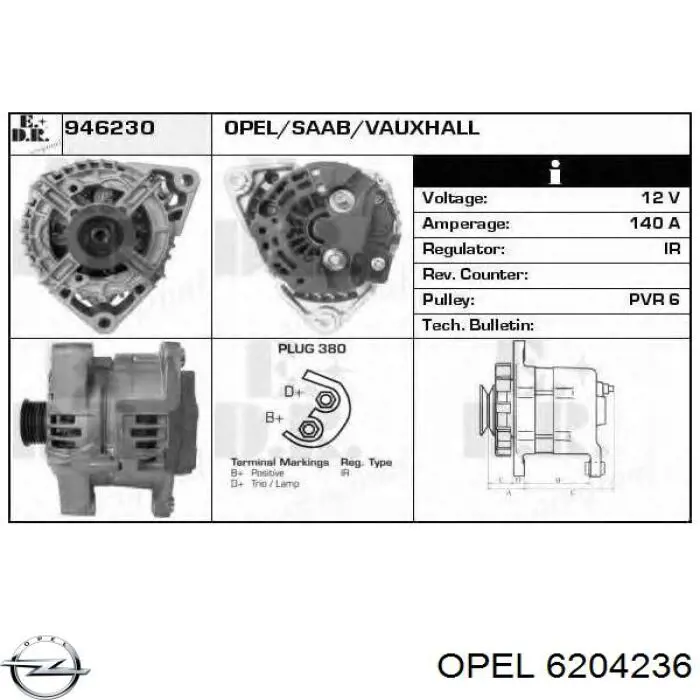 6204236 Opel alternator