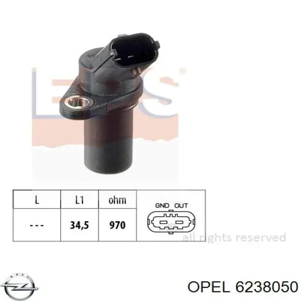 Czujnik położenia wału korbowego Opel 6238050 cena, od 26,15 USD
