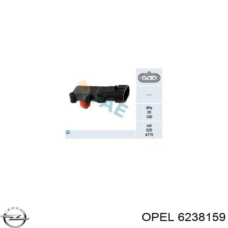 Czujnik ciśnienia w kolektorze ssącym, MAP 6238159 Opel