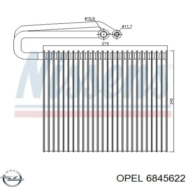 6845622 Opel Parownik klimatyzacji