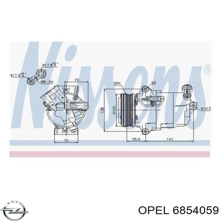 Sprężarka klimatyzacji 6854059 Opel