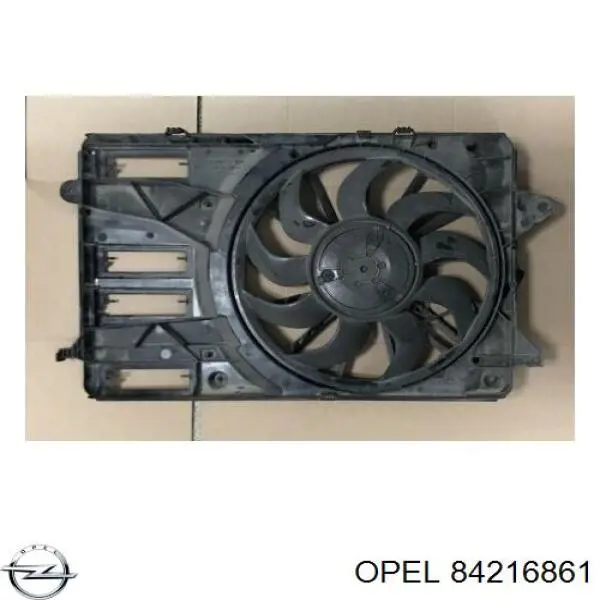 84216861 Opel Dyfuzor chłodnicy, w komplecie z silnikiem i wirnikiem