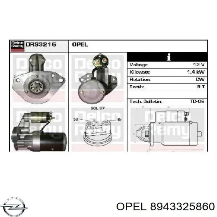 Do koszyka 8943325860 Opel Rozrusznik