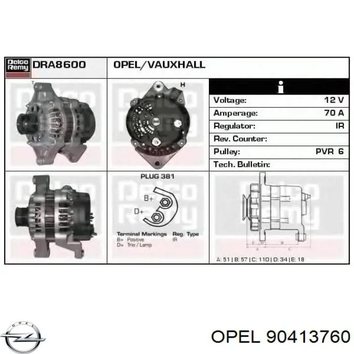 90413760 Opel Alternator