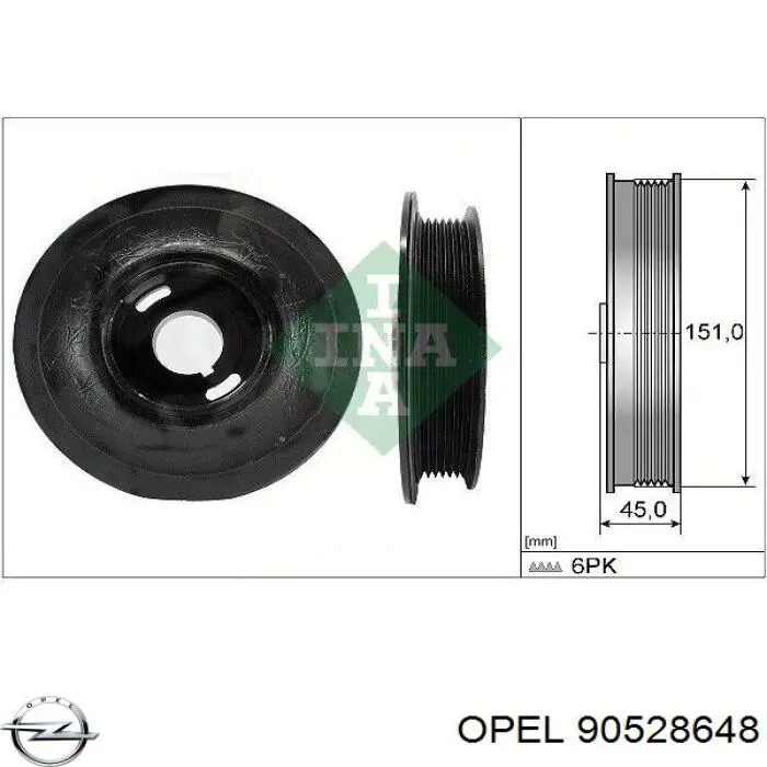 Koło pasowe wału korbowego Opel 90528648 cena, od 76,12 USD