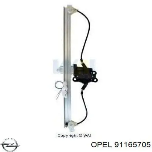 Mechanizm podnoszenia szyby drzwi przednich prawych 91165705 Opel