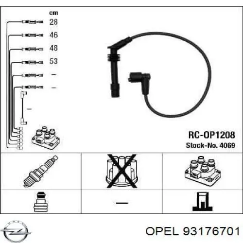 Zestaw przewodów wysokiego napięcia do Opel Combo B 
