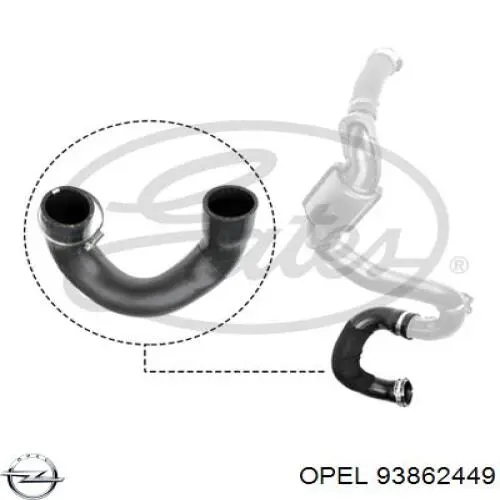 Do koszyka 93862449 Opel Przewód (króciec) intercoolera