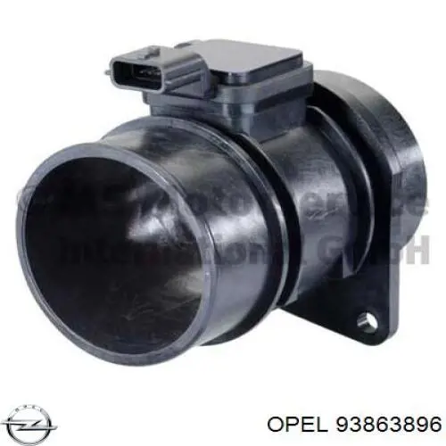 Do koszyka 93863896 Opel Czujnik przepływu powietrza, przepływomierz powietrza M.A.F.