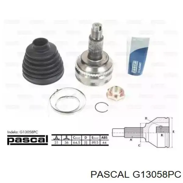 Przegub homokinetyczny przedni zewnętrzny Pascal G13058PC cena, od 63,55 USD