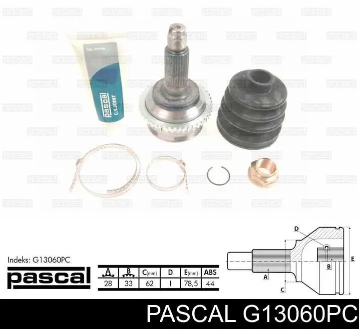 Przegub homokinetyczny przedni zewnętrzny Pascal G13060PC cena, od 47,90 USD