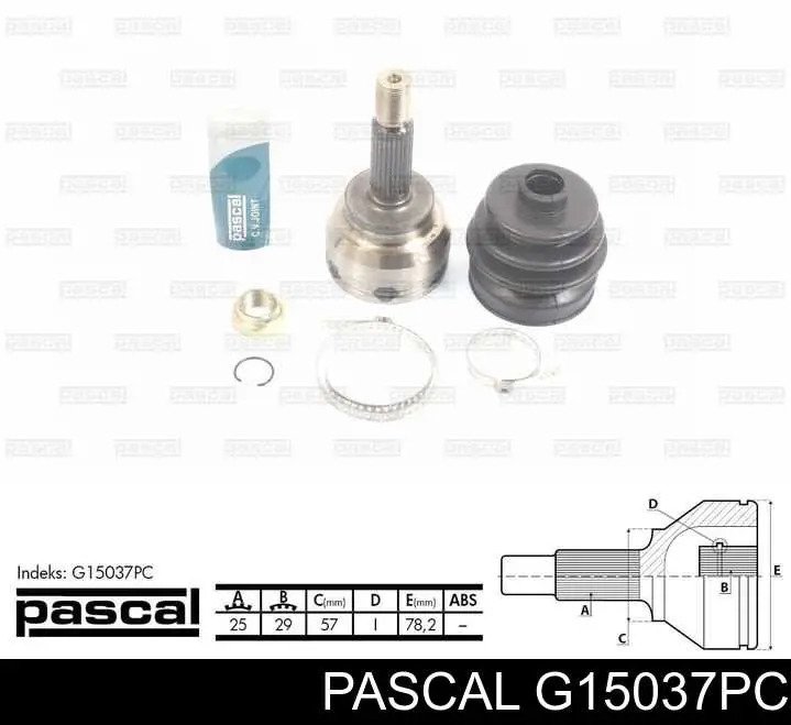 Przegub homokinetyczny przedni zewnętrzny Pascal G15037PC cena, od 46,76 USD