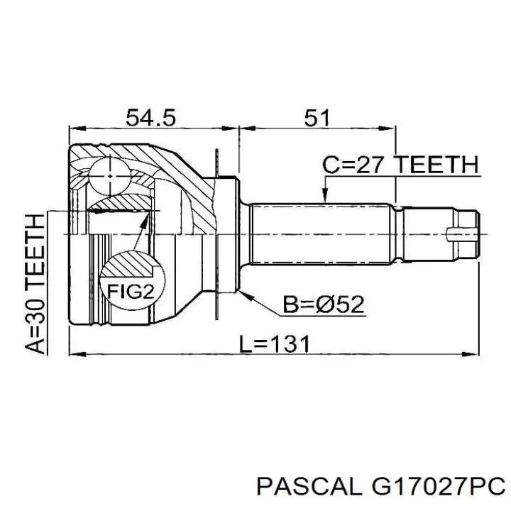 Do koszyka G17027PC Pascal Przegub homokinetyczny przedni zewnętrzny