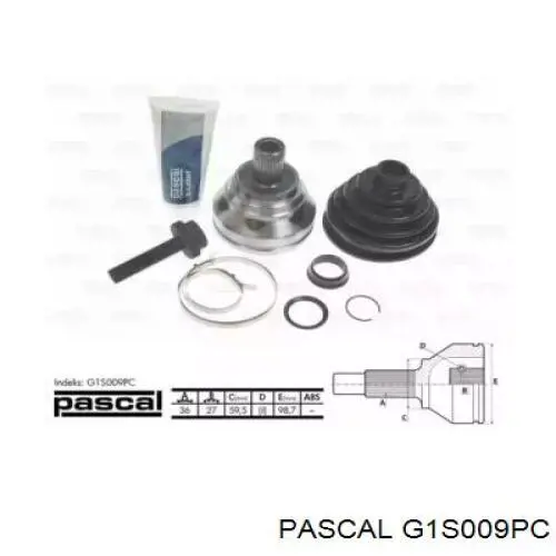 Przegub homokinetyczny przedni zewnętrzny Pascal G1S009PC cena, od 41,93 USD