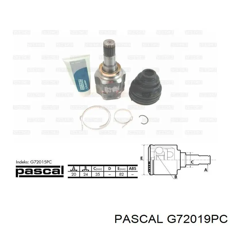Przegub homokinetyczny przedni wewnętrzny Pascal G72019PC cena, od 80,86 USD