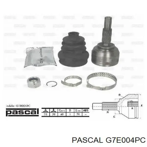 Przegub homokinetyczny przedni wewnętrzny Pascal G7E004PC cena, od 40,40 USD