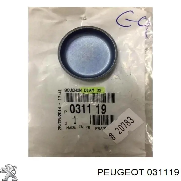 Zaślepka głowicy cylindrów/bloku cylindrów Peugeot/Citroen 031119 cena, od 1,44 USD