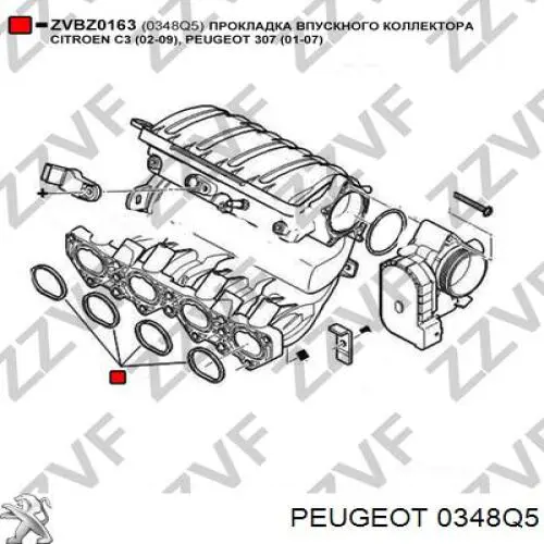 0348Q5 Peugeot/Citroen Uszczelka kolektora ssącego