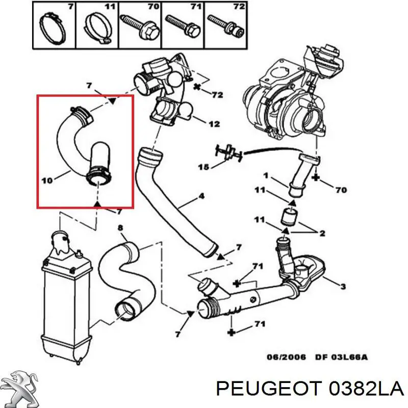 Przewód (króciec) intercoolera Peugeot/Citroen 0382LA cena, od 50,82 USD