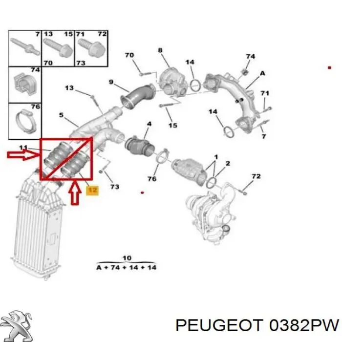 Przewód (króciec) intercoolera Peugeot/Citroen 0382PW cena, od 32,17 USD