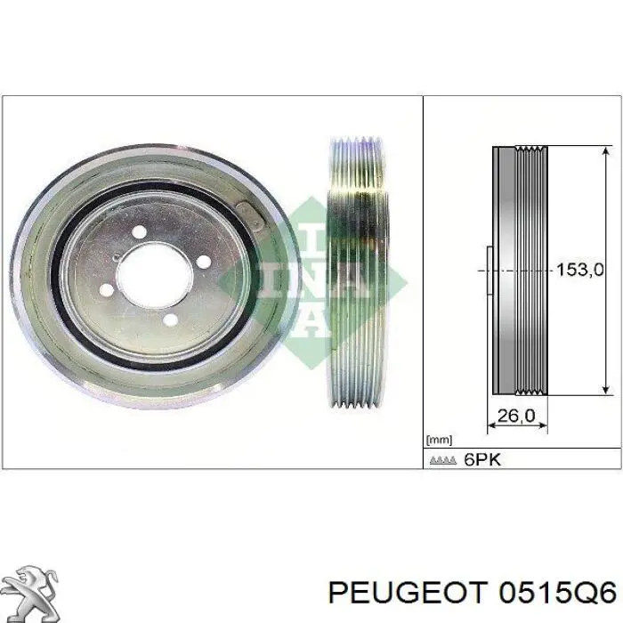 Koło pasowe wału korbowego Peugeot/Citroen 0515Q6 cena, od 51,74 USD