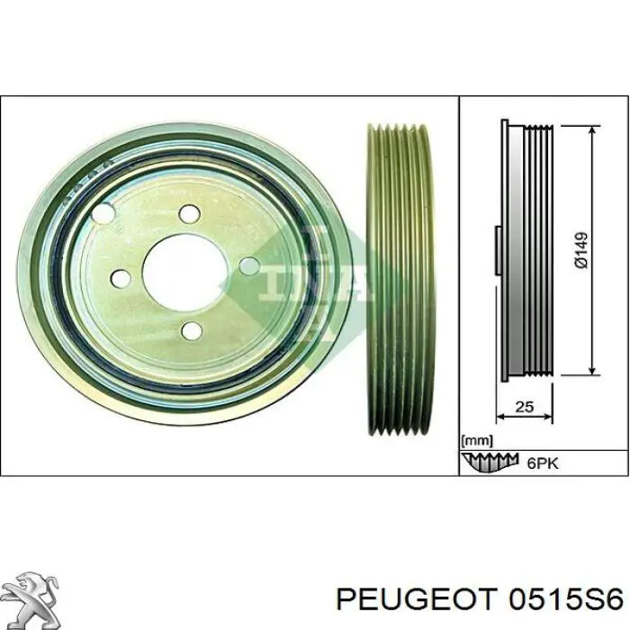 Koło pasowe wału korbowego Peugeot/Citroen 0515S6 cena, od 51,39 USD