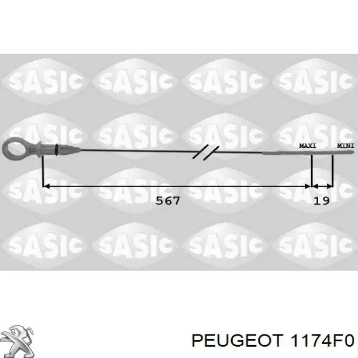 1174F0 Peugeot/Citroen bagnet poziomu oleju w silniku