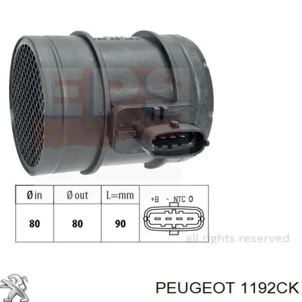 Czujnik przepływu powietrza, przepływomierz powietrza M.A.F. Peugeot/Citroen 1192CK cena, od 99,52 USD