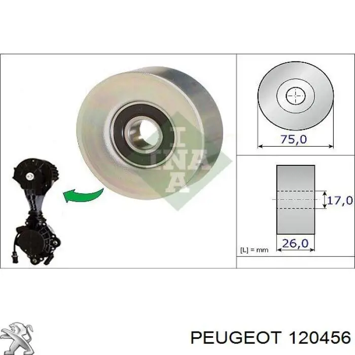Rolka napinacza paska napędowego Peugeot/Citroen 120456 cena, od 25,68 USD