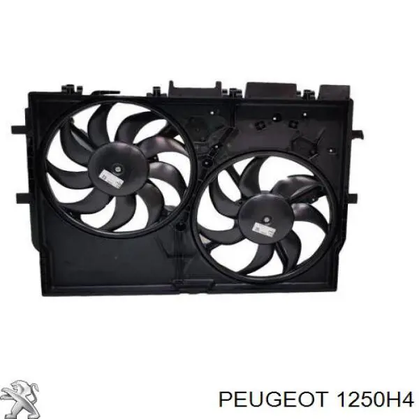 Do koszyka 1250H4 Peugeot/Citroen Dyfuzor chłodnicy, w komplecie z silnikiem i wirnikiem