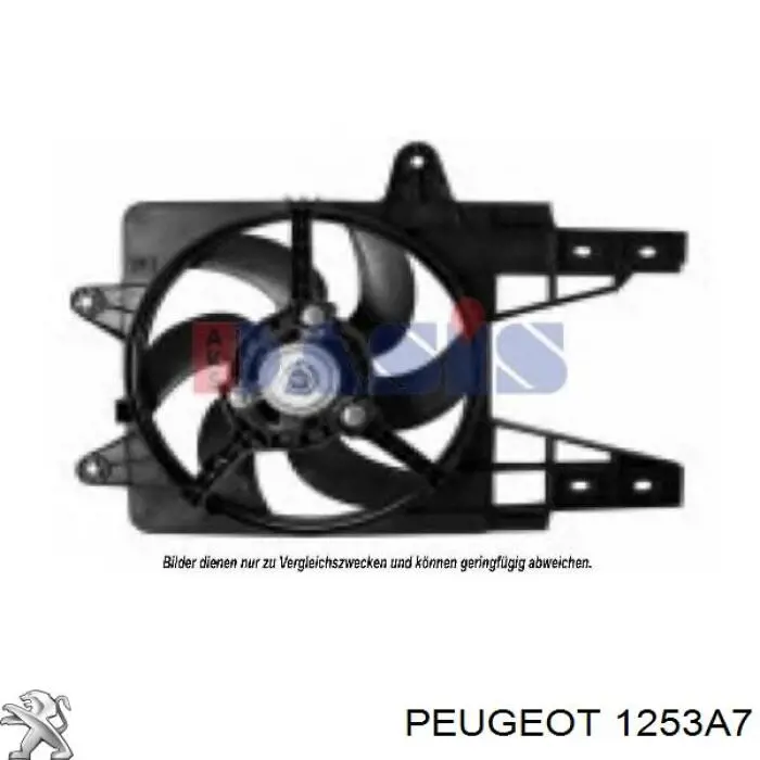 Do koszyka 1253A7 Peugeot/Citroen Dyfuzor chłodnicy, w komplecie z silnikiem i wirnikiem