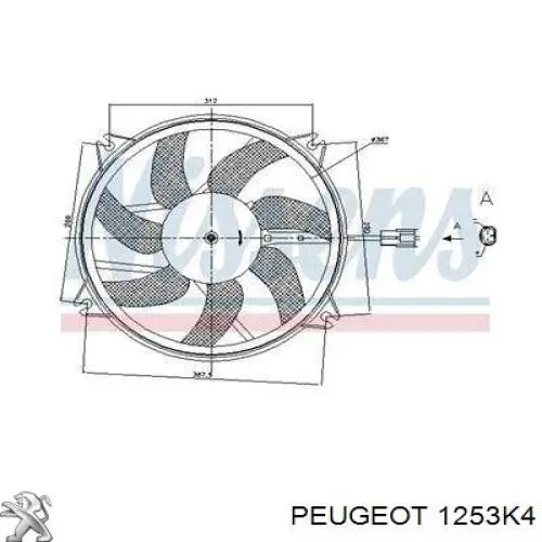Do koszyka 1253K4 Peugeot/Citroen Wentylator elektryczny układu chłodzenia kompletny (silnik+wirnik)
