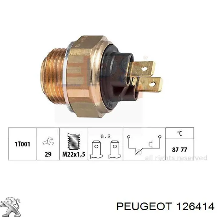 126414 Peugeot/Citroen czujnik temperatury płynu chłodzącego (włączenia wentylatora chłodnicy)