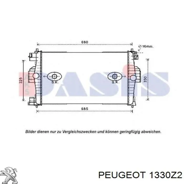 Chłodnica silnika Peugeot/Citroen 1330Z2 cena, od 122,78 USD