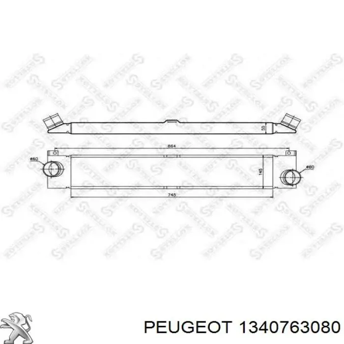 Chłodnica intercoolera 1340763080 Peugeot/Citroen