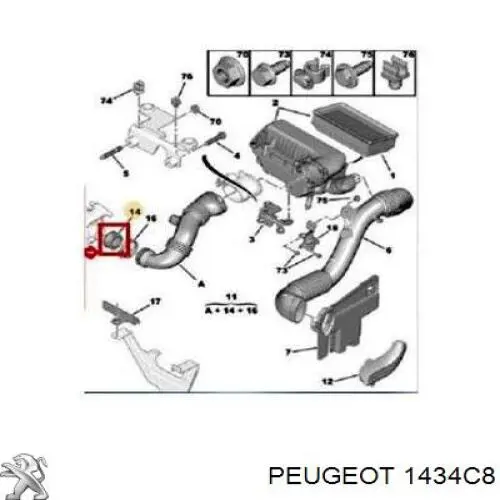 Uszczelka turbiny, wkładka elastyczna Peugeot/Citroen 1434C8 cena, od 7,73 USD