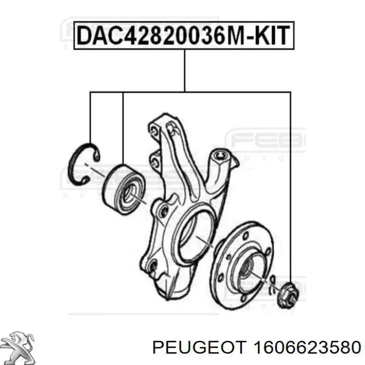 Łożysko piasty przedniej Peugeot/Citroen 1606623580 cena, od 25,68 USD