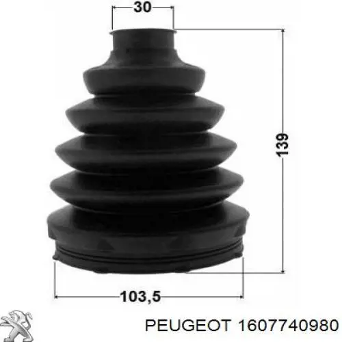 Do koszyka 1607740980 Peugeot/Citroen Osłona przegubu homokinetycznego półosi przedniej zewnętrzna