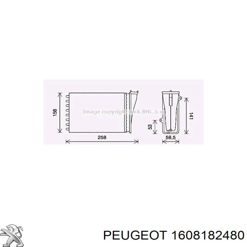 Chłodnica nagrzewnicy (ogrzewacza) Peugeot/Citroen 1608182480 cena, od 49,83 USD