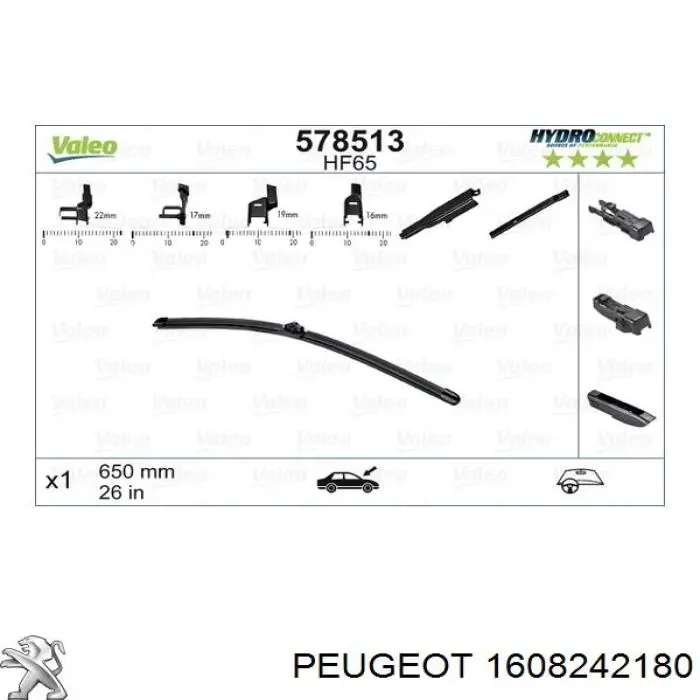 1608242180 Peugeot/Citroen Pióro wycieraczki szyby przedniej, zestaw (2 szt.)
