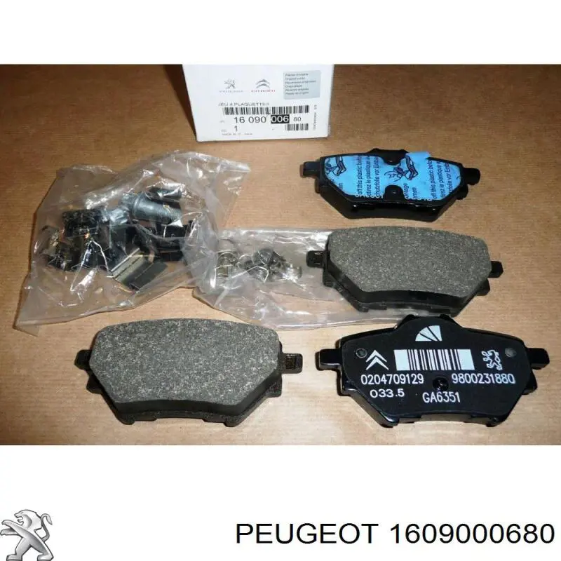 Okładziny (klocki) do hamulców tarczowych tylne Peugeot/Citroen 1609000680 cena, od 25,93 USD