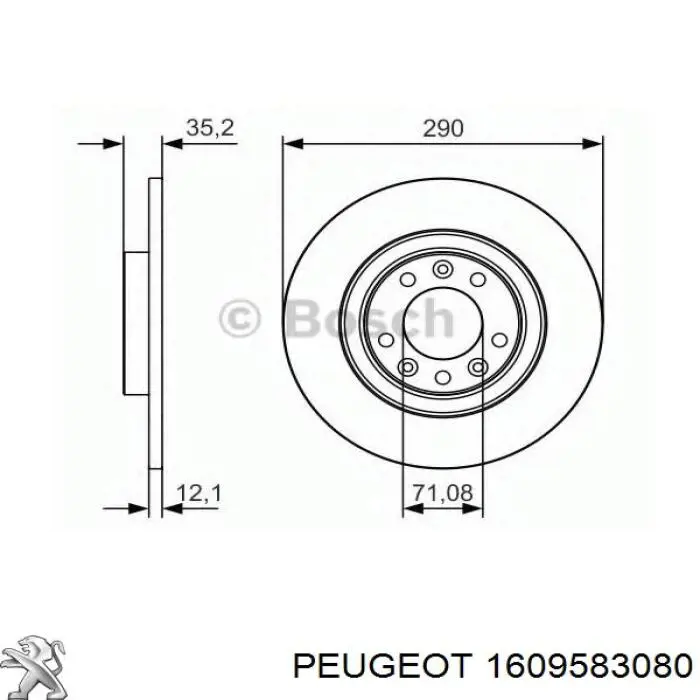 Tarcza hamulcowa tylna Peugeot/Citroen 1609583080 cena, od 43,29 USD