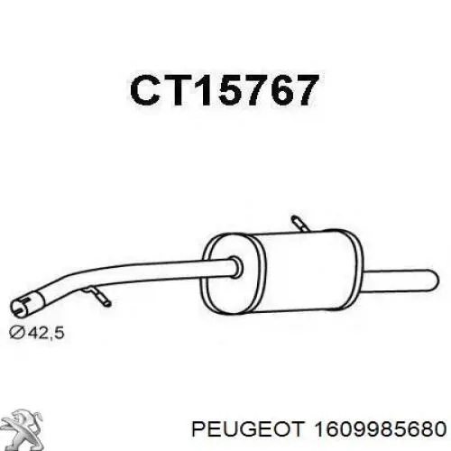 1609985680 Peugeot/Citroen Tłumik, tylna część