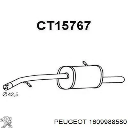1609988580 Peugeot/Citroen Tłumik, tylna część