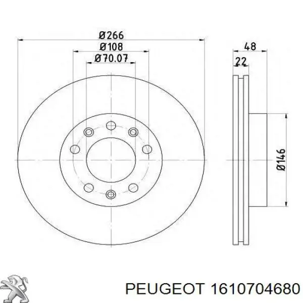 Tarcza hamulcowa przednia 1610704680 Peugeot/Citroen
