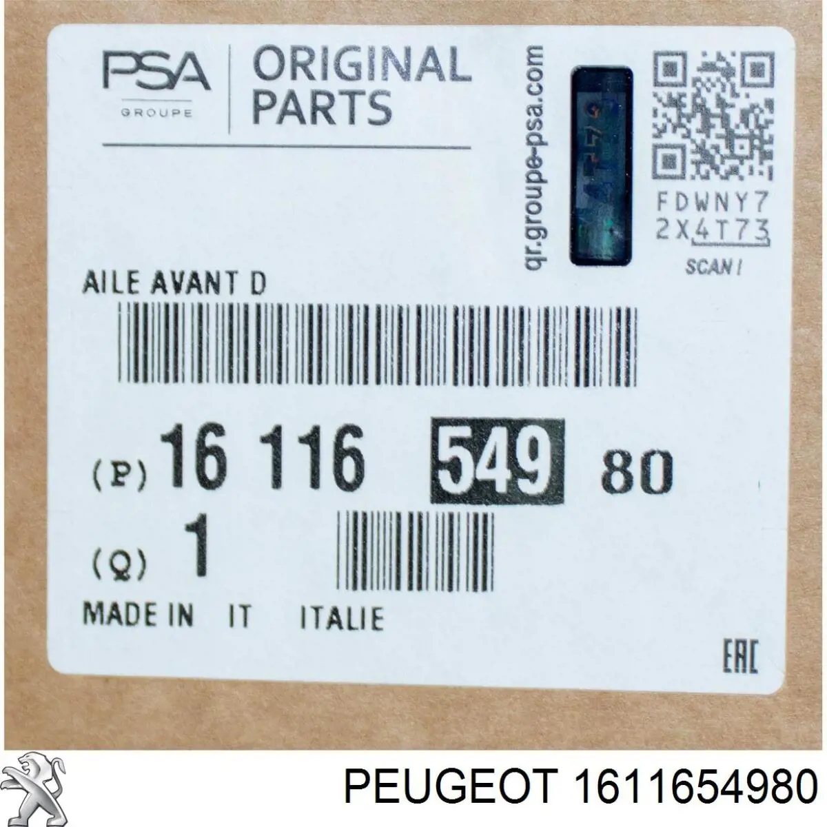 Błotnik przedni prawy Peugeot/Citroen 1611654980 cena, od 147,22 USD