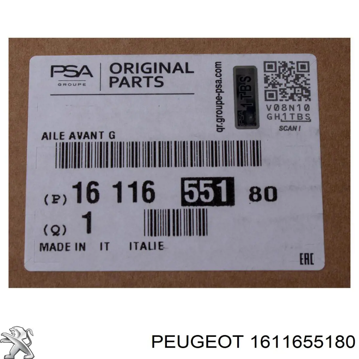Do koszyka 1611655180 Peugeot/Citroen Błotnik przedni lewy