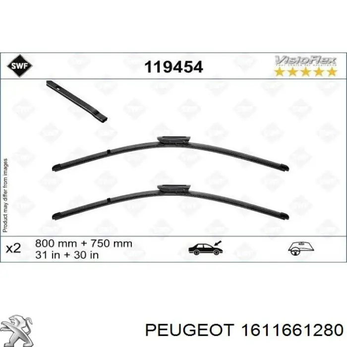 1611661280 Peugeot/Citroen pióro wycieraczki szyby przedniej kierowcy